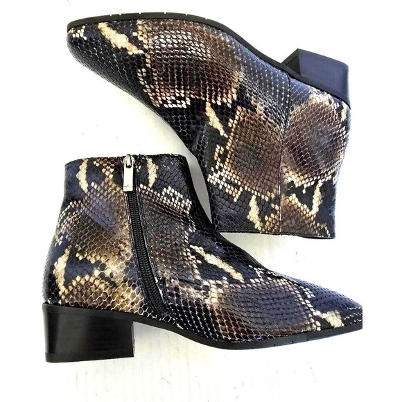 Aquatalia Women's Faelyn Snakeskin Embossed Leather Ankle Boots Cameral … - Picture 8 of 14